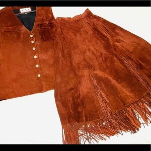 Price Negotiable! 
Genuine Suede fringed - size 12 skirt Size M vest